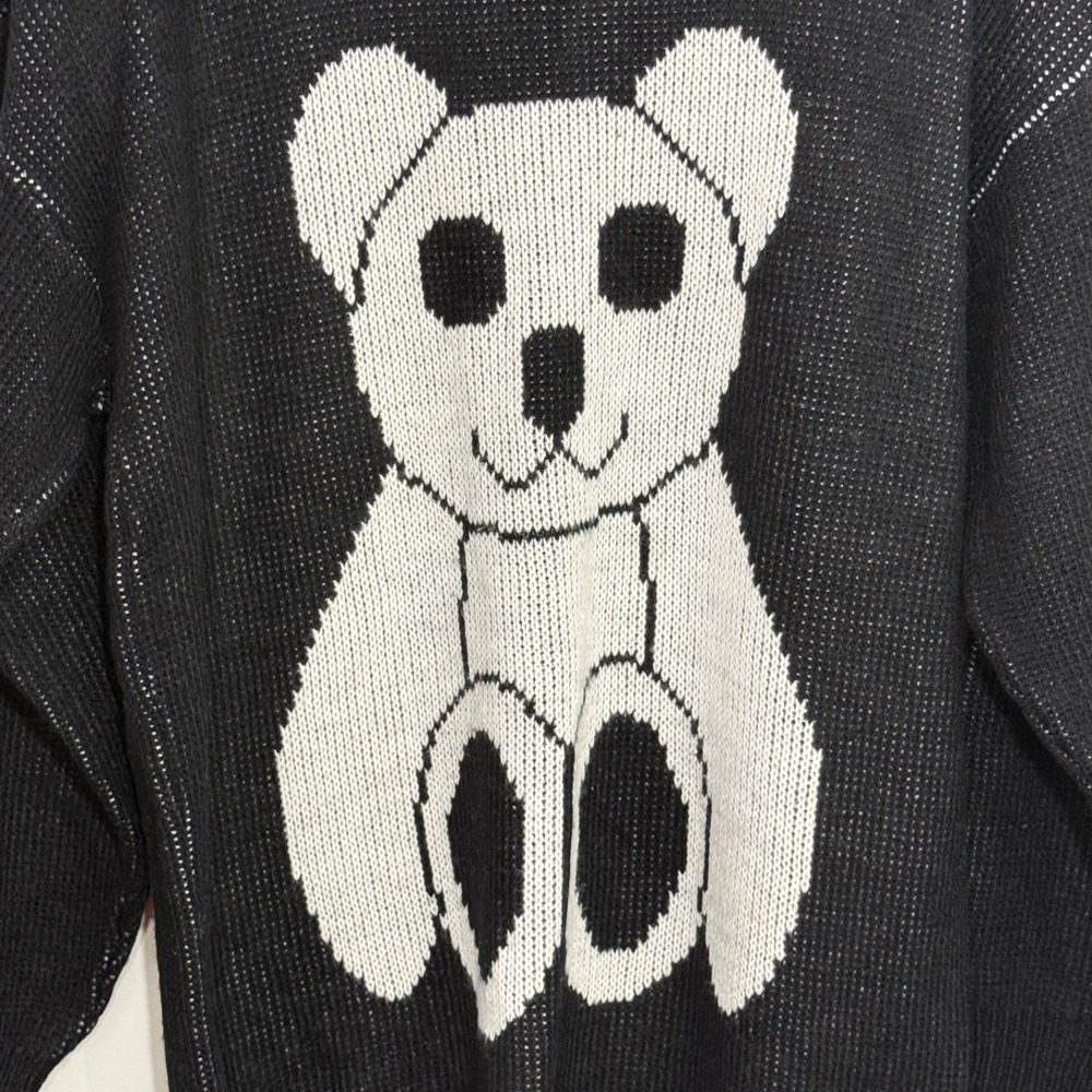 Vintage Great American Sweater Company Womens XL Black Bear Oversized Grunge - Picture 2 of 12